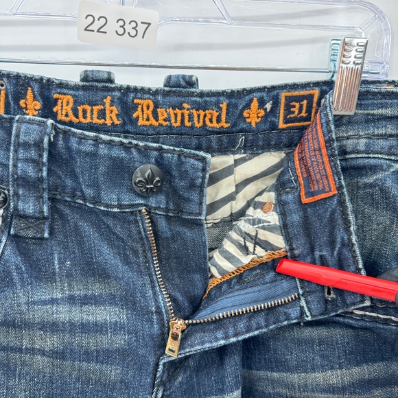 Rock Revival Denim Jeans Distressed Ripped Blue Mens Size 31 Straight - Picture 4 of 16